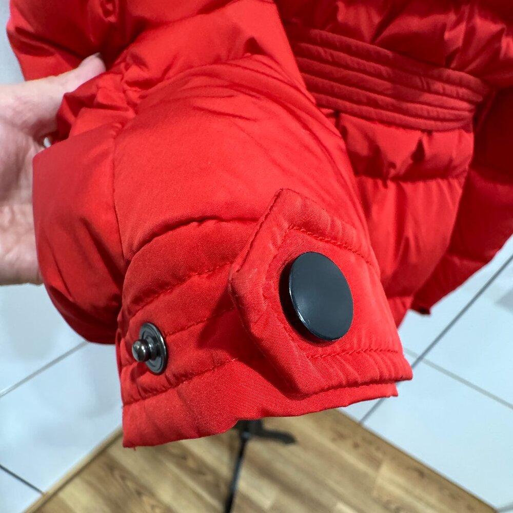 Women's Red puffer Jacket with Fur Hood - Picture 5 of 16